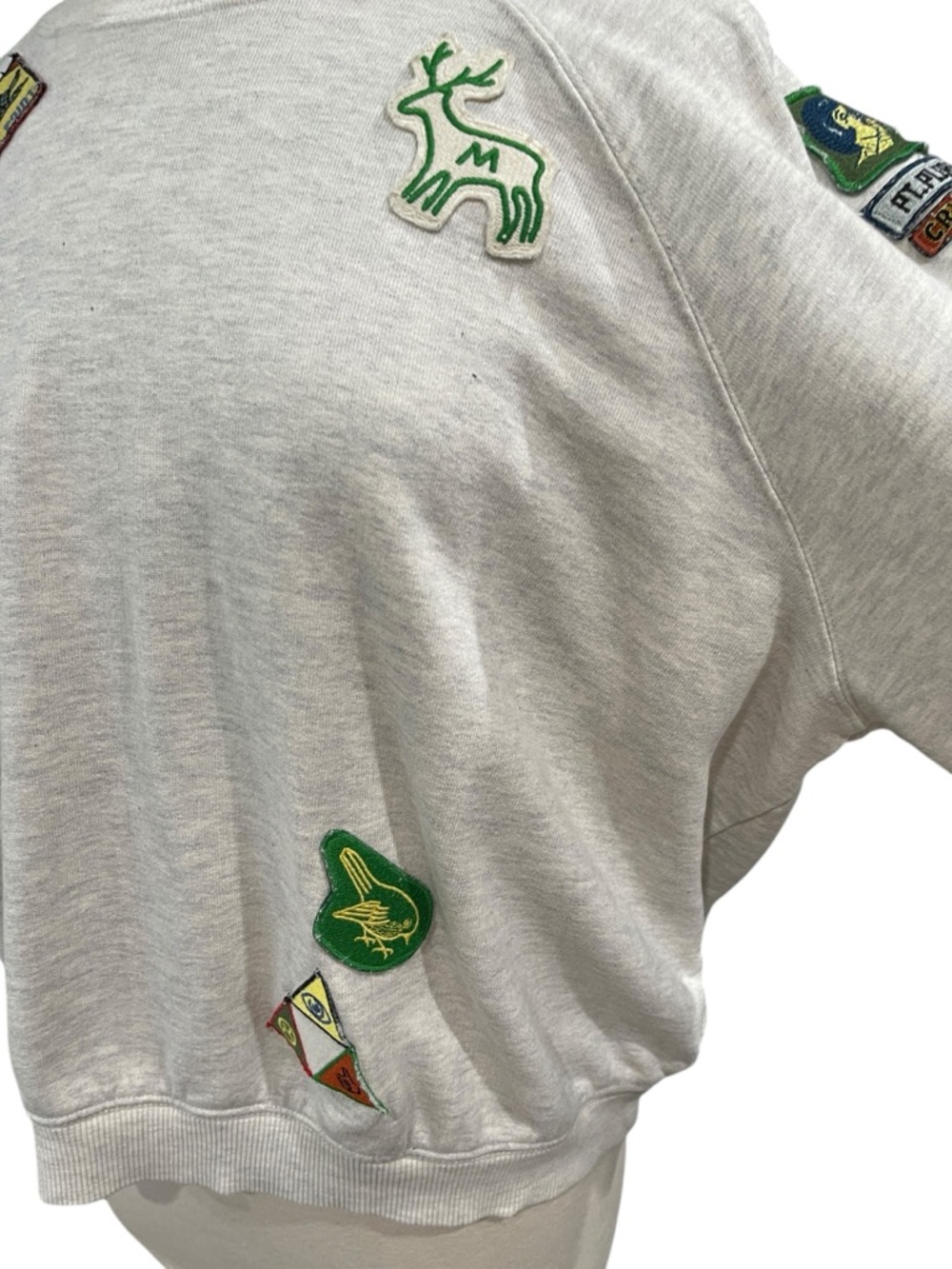 Free People MOTHER The Biggie Concert Crew Girl Scout Patches Sweatshirt SZ L - Picture 5 of 13